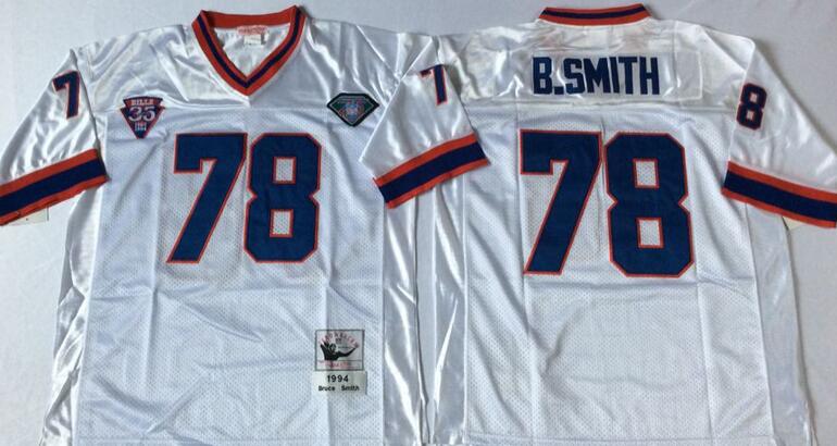 Buffalo Bills 78 b.smith Throwback white nfl football Jerseys 75th Patch