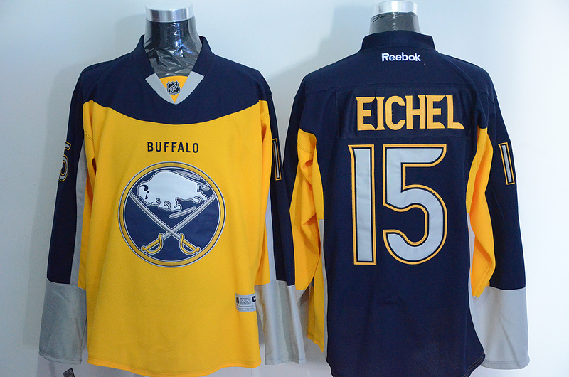 Buffalo Sabres 15 Jack Eichel yellow Blue men ice hockey nhl jerseys