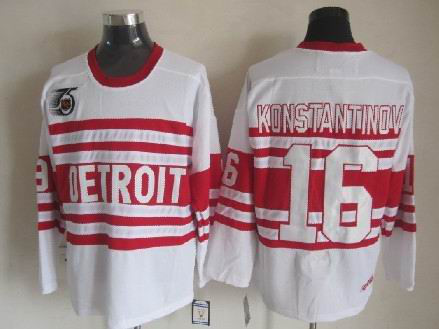 CCM Detroit Red Wings 16 Konstantinov Authentic 75TH men ice hockey nhl jerseys White