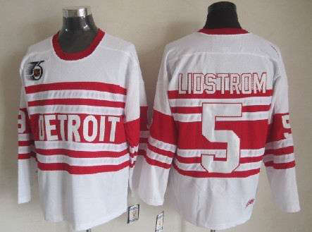 CCM Detroit Red Wings 5 lidstromAuthentic 75TH ccm men ice hockey nhl jerseysy White