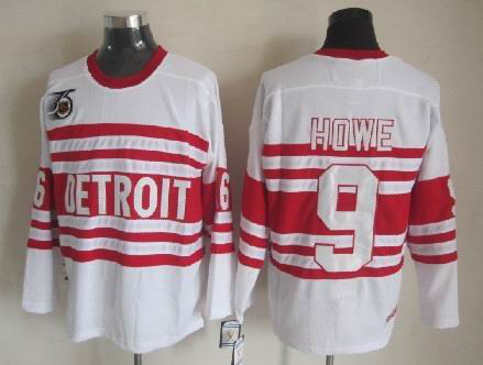 CCM Detroit Red Wings 9 Howe Authentic 75TH men ice hockey nhl jerseys White