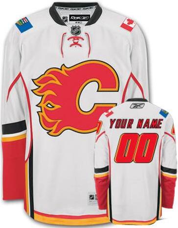 Calgary Flames White Road Authentic NHL Jersey Custom any name number