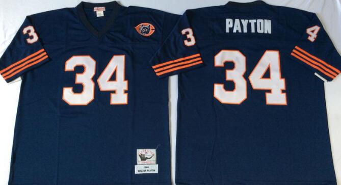 Chicago Bears 34 Walter Payton throwback blue nfl football jerseys