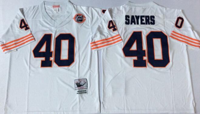 Chicago Bears 40 Gale Sayers White Throwback nfl football Jerseys