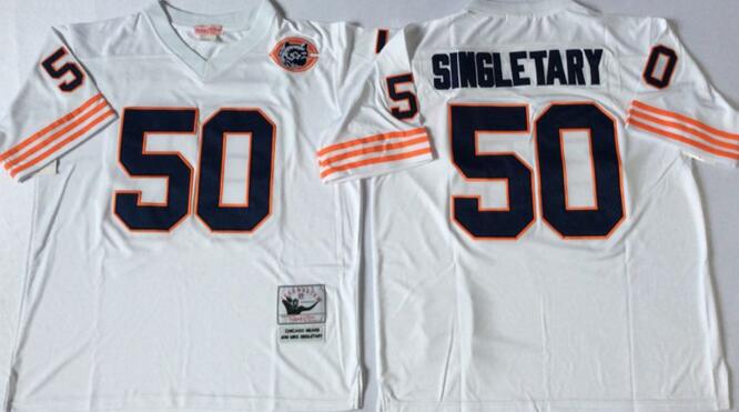 Chicago Bears 50 Mike Singletary Throwback white football jersey