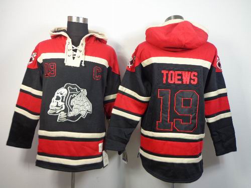 Chicago Blackhawks #19 Jonathan Toews black Red NHL Hooded Sweatshirt