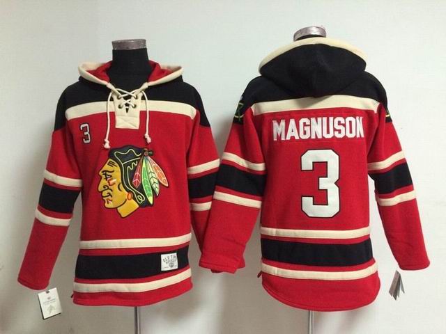 Chicago Blackhawks #3 Keith Magnuson red Ice hockey Hooded Sweatshirt