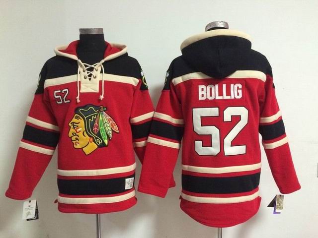 Chicago Blackhawks #52 Brandon Bollig Red Ice hockey Hooded Sweatshirt