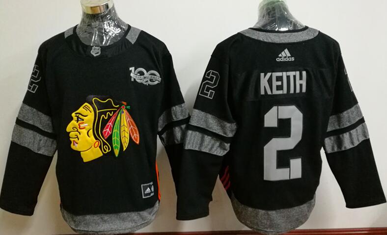 Chicago Blackhawks 2 Duncan Keith black men ice hockey 100th NHL Jersey