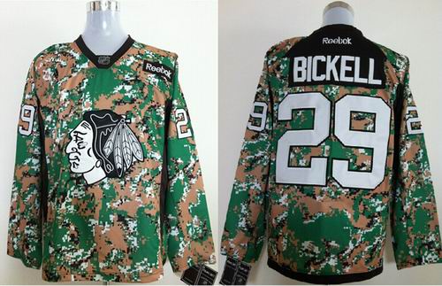 Chicago Blackhawks 29 Bickell camo Green nhl Jersey