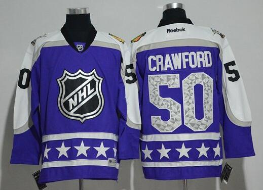 Chicago Blackhawks 50 Corey Crawford purple ice hockey 2017 NHL All Star Jersey