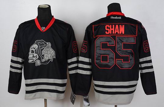 Chicago Blackhawks 65 SHAW black ice nhl Jersey