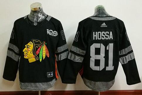 Chicago Blackhawks 81 Marian Hossa black men ice hockey 100th NHL Jersey