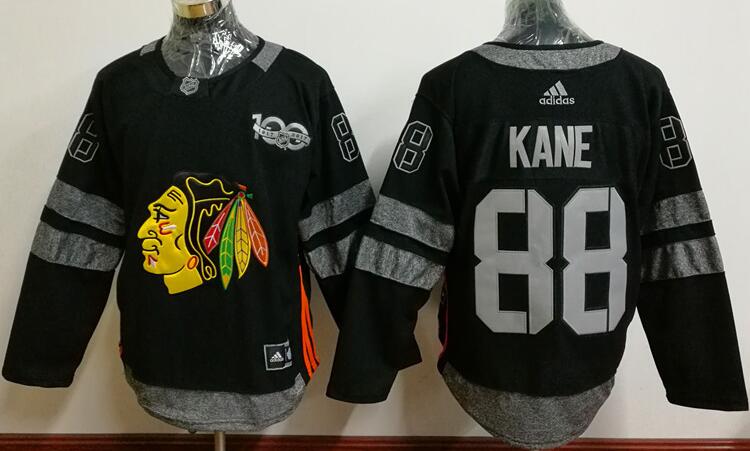 Chicago Blackhawks 88 Patrick Kane black men ice hockey 100th NHL Jersey