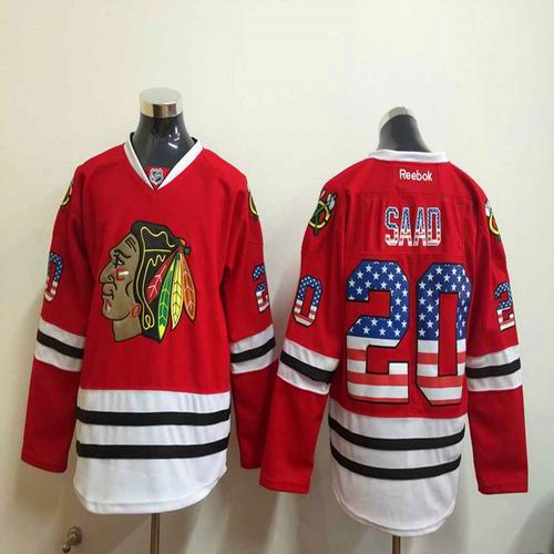 Chicago Blackhawks Brandon Saad #20 red usa flag nhl jerseys