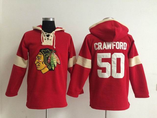 Chicago Blackhawks Corey Crawford #50 beige red Ice hockey Hooded Sweatshirt