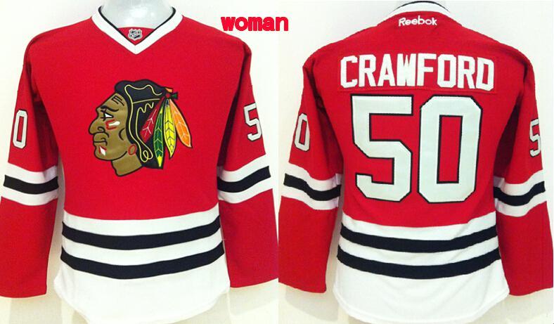 Chicago Blackhawks Corey Crawford #50 red women Ice Hockey Jersey