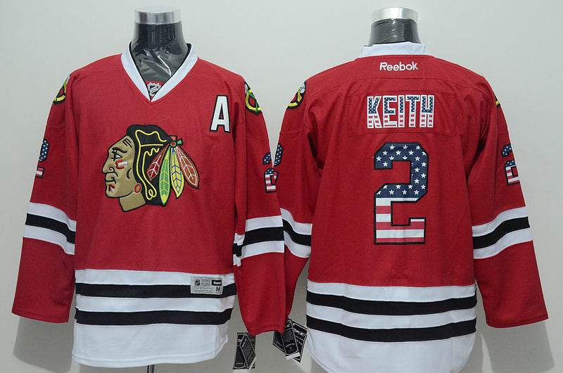 Chicago Blackhawks Duncan Keith #2 USA flag red ice hockey jersey