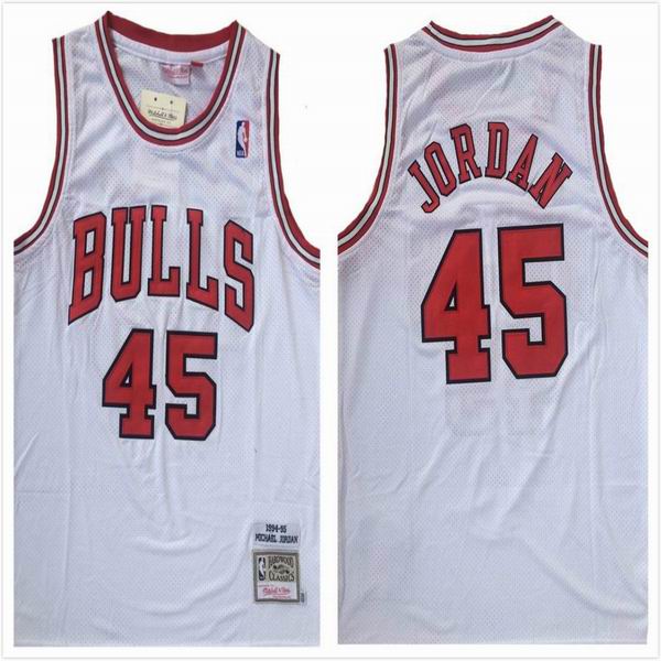 Chicago Bulls #45 Michael Jordan throwback white NBA Jersey