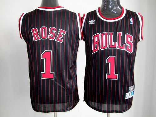 Chicago Bulls 1 Derrick Rose Black Red Adidas men NBA basketball jersey