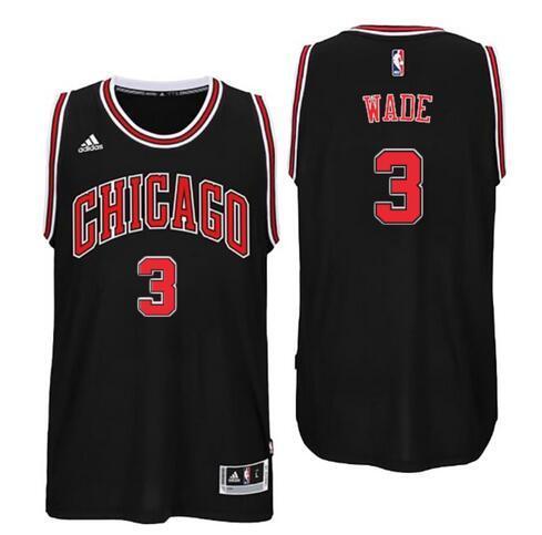 Chicago Bulls 3 Dwyane Wade Black Stitched NBA Jersey