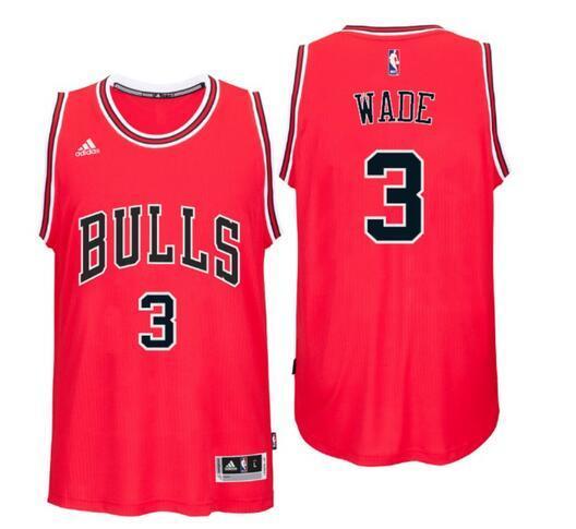 Chicago Bulls 3 Dwyane Wade Red Stitched NBA Jersey