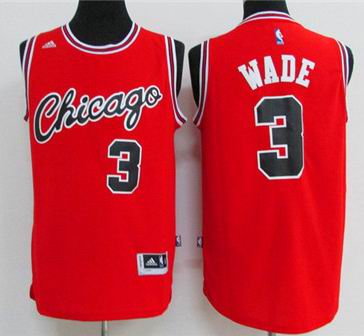 Chicago Bulls 3 Dwyane Wade Red Stitched NBA Jerseys