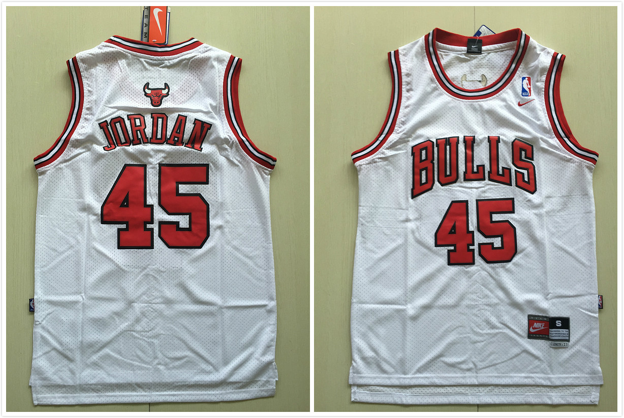 Chicago Bulls 45 Jordan White NBA Basketball  Adidas men NBA basketball jerseys