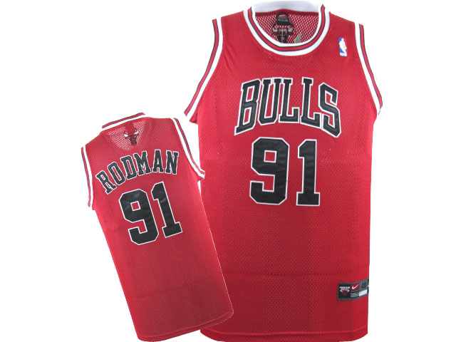 Chicago Bulls 91 RODMAN  red nba  Adidas men NBA basketball jerseys