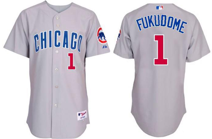 Chicago Cubs 1 Kosuke Fukudome Grey men baseball mlb jersey