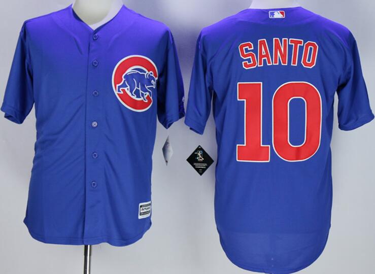 Chicago Cubs 10 Ron Santo Blue majestic men baseball mlb Jerseys