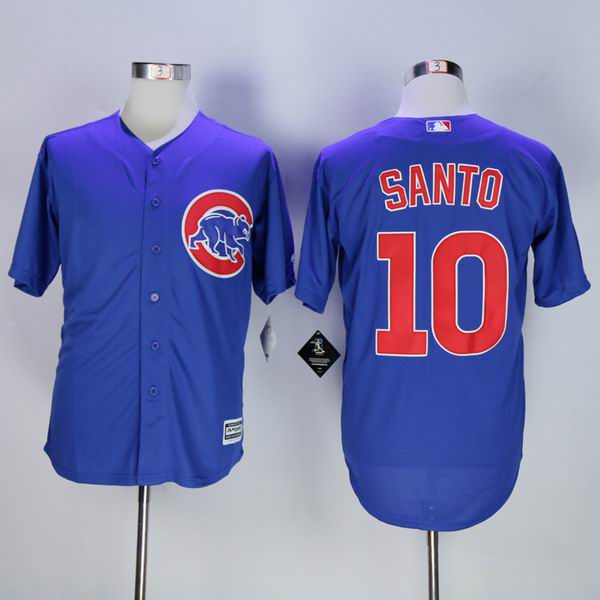 Chicago Cubs 10 Ron Santo Blue men baseball mlb Jerseys