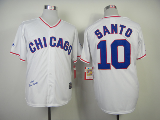 Chicago Cubs 10 Santo white throwback men baseball mlb Jersey