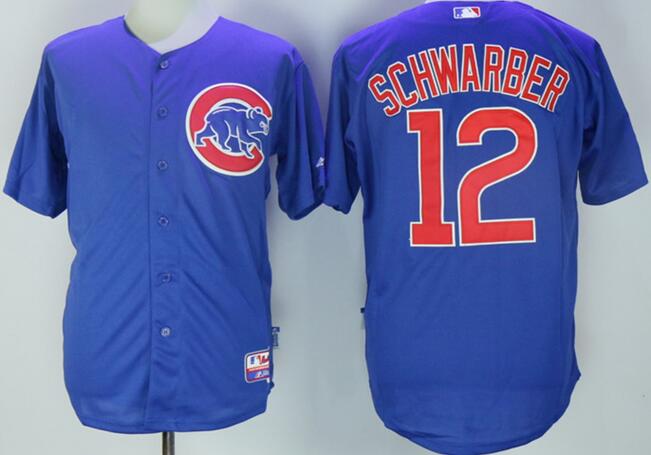 Chicago Cubs 12 Kyle Schwarber blue majestic men baseball mlb  jersey