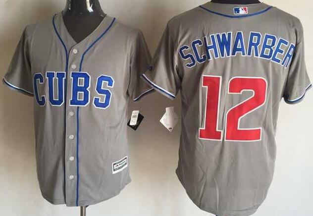 Chicago Cubs 12 Kyle Schwarber gray majestic men baseball mlb jersey