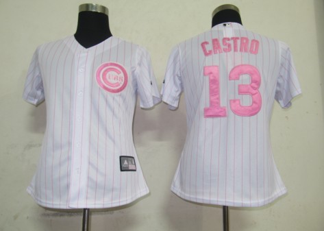 Chicago Cubs 13 Castro White MLB Women Jerseys