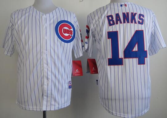 Chicago Cubs 14 Banks white  men baseball mlb Jersey