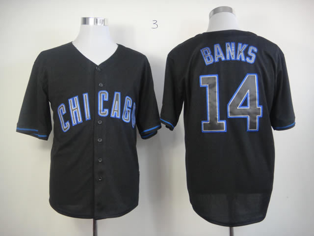 Chicago Cubs 14 Ernie Banks Black men baseball mlb Jerseys