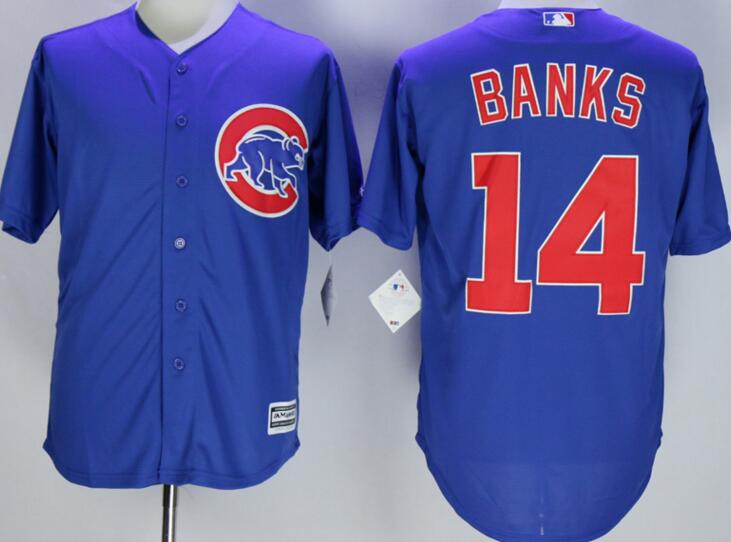 Chicago Cubs 14 Ernie Banks majestic blue men baseball mlb  Jersey