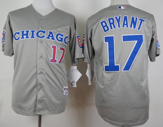 Chicago Cubs 17 Kris Bryant gray baseball Jersey