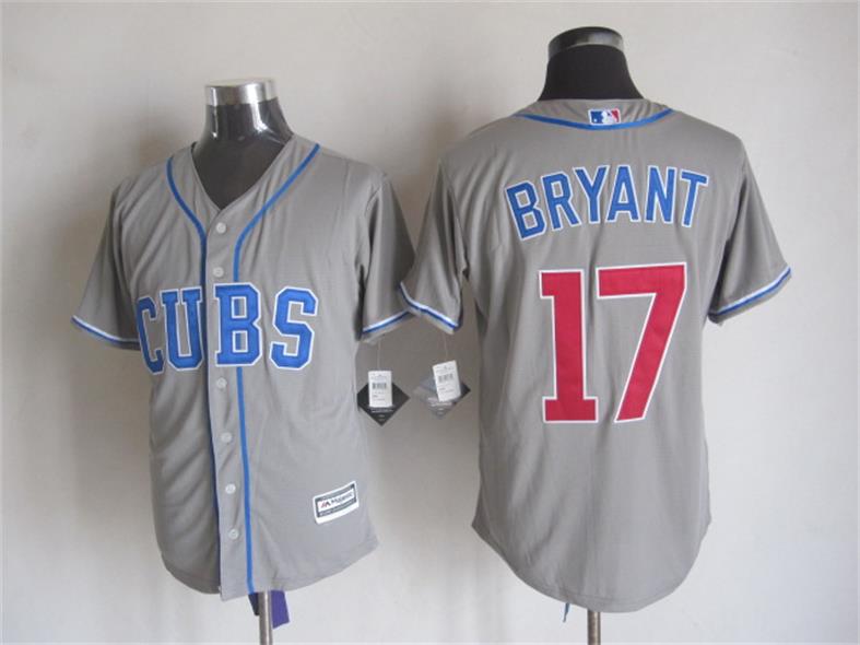 Chicago Cubs 17 Kris Bryant gray majestic men baseball mlb Jersey