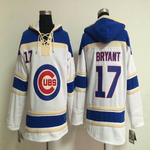 Chicago Cubs 17 Kris Bryant white MLB baseball Hooded Sweatshirt-Signature