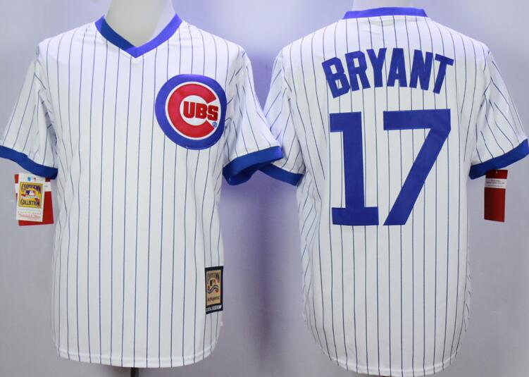 Chicago Cubs 17 Kris Bryant white throwback men baseball mlb jersey