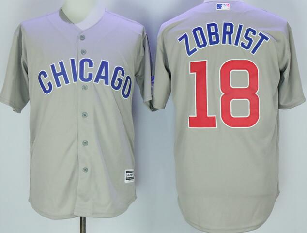 Chicago Cubs 18 Ben Zobrist grey majestic men baseball mlb jersey