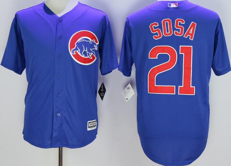 Chicago Cubs 21 Sammy Sosa blue majestic men baseball mlb  Jersey