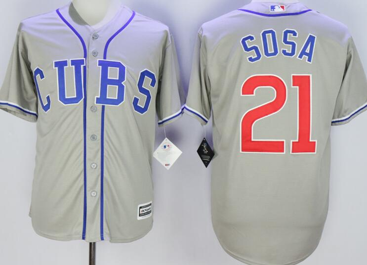 Chicago Cubs 21 Sammy Sosa grey majestic men baseball mlb  Jersey