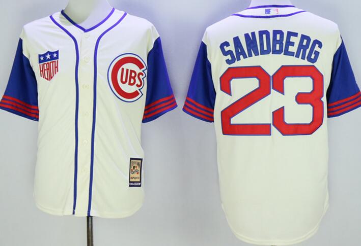 Chicago Cubs 23 Ryne Sandberg beige throwback men baseball mlb Jersey