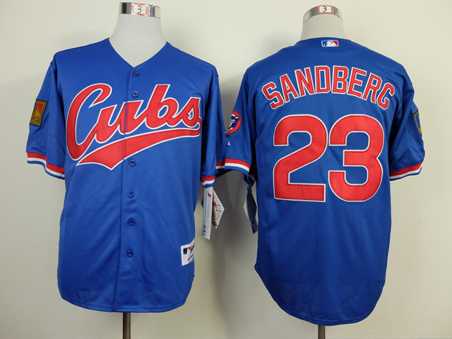 Chicago Cubs 23 Ryne Sandberg blue throwback men baseball mlb  Jersey