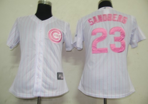 Chicago Cubs 23 Sandberg White MLB Women Jerseys