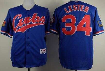 Chicago Cubs 34 Jon Lester blue throwback men baseball mlb jerseys